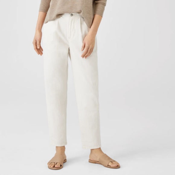Eileen Fisher Undyed Organic Cotton Denim Taper Pant Size...